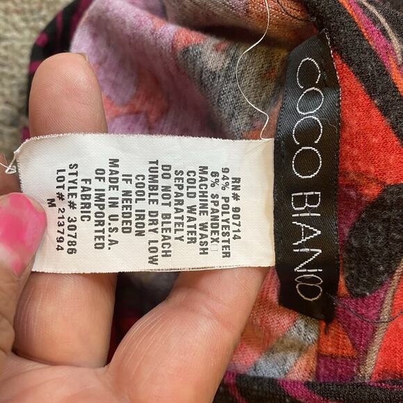 Y2K Coco Bianco Women M Tunic Blouse Artsy Asymmetrical 3/4 Slv Boho USA Made - Picture 4 of 6